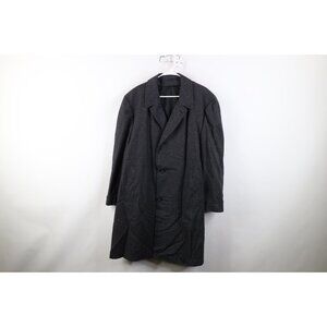 Vintage 50s Streetwear Mens 48R Distressed Wool Herringbone Overcoat Jacket USA
